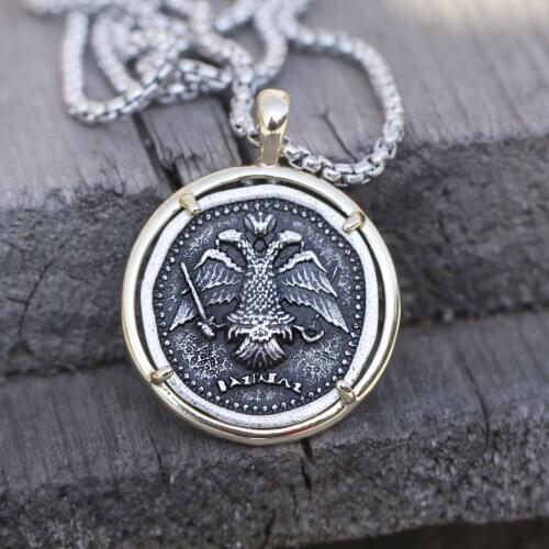 Mens Byzantine Empire Christian Necklace Greek Medallion Catholicism Patron Constantinato Pendant Family Gifts Dropship