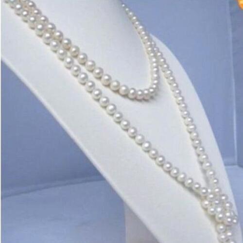 Natural white freshwater cultured 7-8mm round pearl beads necklace free shipping whlesale price women jewelry 68inch BV336