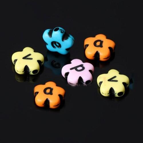 New Solid Colors Flower Acrylic Letter Beads 1300pcs 4*11mm Plastic Floral English Alphabet Jewelry Bracelet Spacer Beading