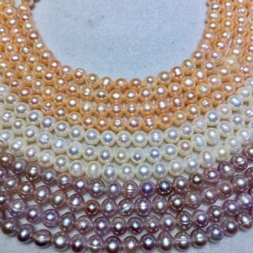 Wholesale 7-8MM Real Cultured Freshwater Potato Shape Pearl Necklace Strand String Jewelry Beads Accessory 10pcs/lot