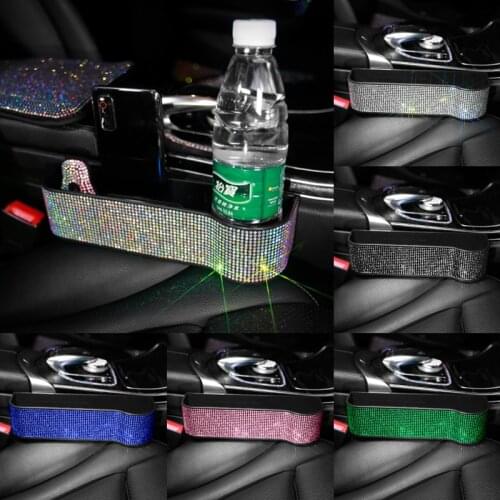Car Seat Crevice Gaps Storage Box Rhinestone Diamond Auto Drink Pockets Organizers Seats Interior Accessories