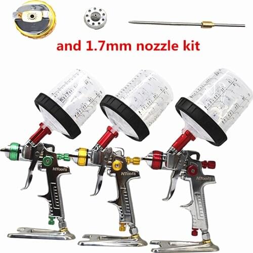 HVLP Spray Gun with adapter and pps tank Spray gun Paint Spray gun 1.3/1.4/1.7mm nozzle szie car paint gun airbrush paint gun