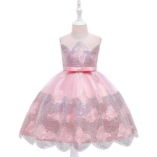 Sequined Butterfly Princess Birthday Party Prom Bridesmaid Summer Dress 10 Years Children Ball Gown Vestidos Baby Girls Clothes