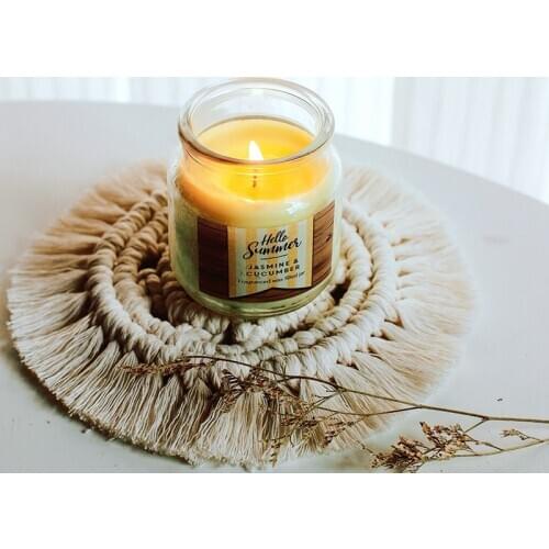 Hand-woven Placemat Cotton Rope Insulated Coaster with Tassels Cup Bowl Mat Bohemian Coffee Placemat Braid Insulation Mats