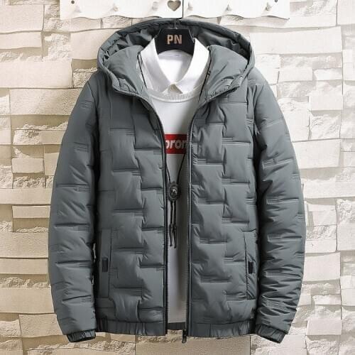 Casual Fashion Simple Mens Solid Color Warm Jacket Winter Mens Down Padded Jacket New Short Hooded Thick Padded Jacket