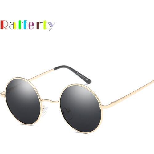 Ralferty Round Sunglasses Polarized Women Men Retro Sun Glasses UV400 Gold Black Vintage Sunglases Circle Eyewear Classic X7711L