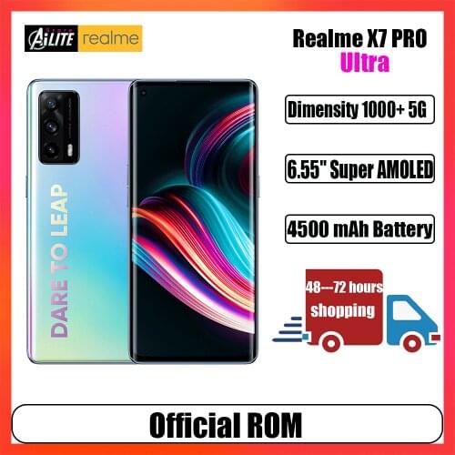 Realme X7 pro ultra 5G cellphones Dimensity 1000+ Octa-core 6.55" Super AMOLED 64MP Camera 65W Smart Flash Charge Mobile Phones