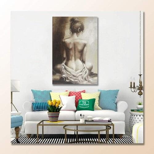 Modern Oil Paintings 100% Hand Painted Lady Back Figurative Canvas Wall Art Stretched Home Decor 24" x36"