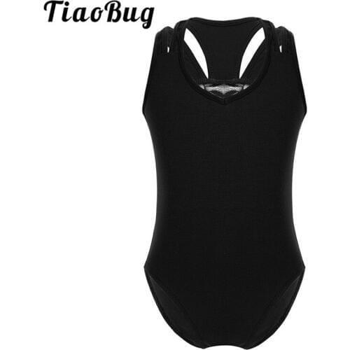TiaoBug Children Cotton Lace Splice Professional Ballet Leotards for Girls Gymnastics Leotard Sports Practice Kids Dance Costume