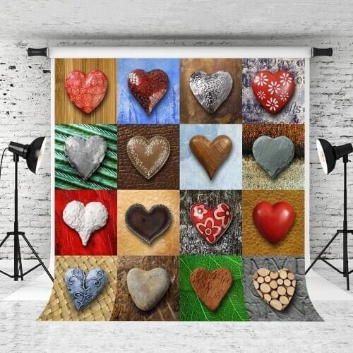 VinylBDS 6.5x10ft ValentineS Day Wedding Photography Backdrop Heart Shaped Stone Photo Backdrop Fabric Cotton Washable Backdrop