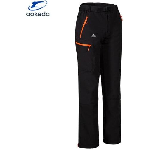 Waterproof Hiking Outdoor Pants Mens Fleece Softshell Hunting Fishing Ski Pants Winter Warm Camping Mountaineering Sport Trouse