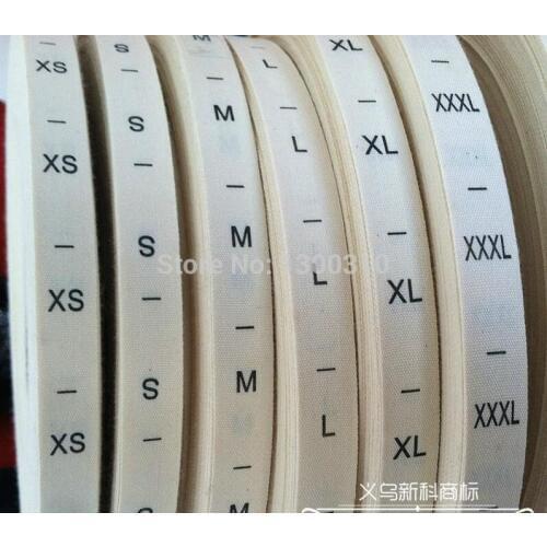 100% soft cotton size label for garment, not harm skin 8 size clothing labels, white background black letter