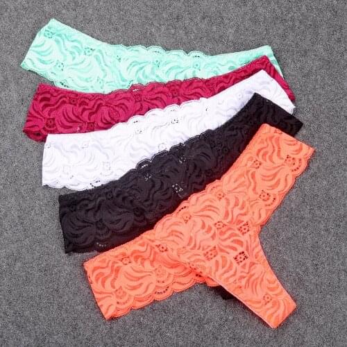 5pcs/lot Plus Size Lace Women Thongs and G strings Panties Underwear For Women Sexy Lingerie Bikini Stringi damskie