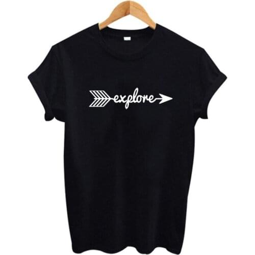 Women Tops Hipster Outdoor Lovers Slogan Climbing Harajuku T-shirts Women T Shirts Black White Explore Mountains Tees