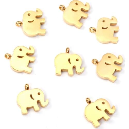 ASON 10pcs/Lot 12.5x9.5mm Pendant Charms DIY Jewelry Accessories Stainless Steel Wholesale Elephant For Necklace Bracelets
