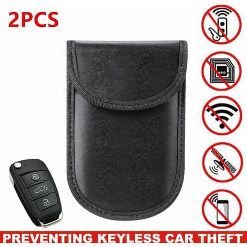 2pcs Car Key Signal Blocker Case Faraday Cage Fob Pouch High Quality Auto Keyless RFID Blocking Bag Accessories