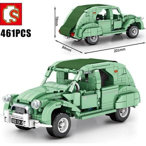 SEMBO 461Pcs Technical Classic Vintage Car Model Building Blocks Boys DIY City Pull Back Vehicle Bricks Construction Toys Child