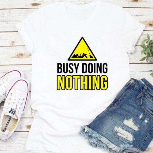 Colored Busy Doing Nothing T-shirt Funny Mom Life Tshirt Sarcastic Women Short Sleeve Graphic Adulting Tops Tees