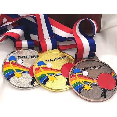 Color Table tennis medal Gold Color and Silver Color and Branze Color With Ribbon 6.5CM