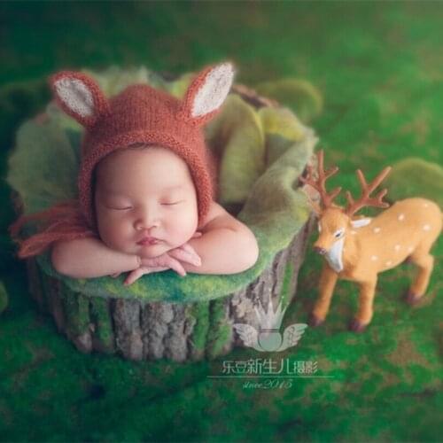 Cute Animal Hat Baby Boy Bonnet Lovely Fox Bonnet Baby Outfit Newborn Girl Hat and Romper Photography Props Full set