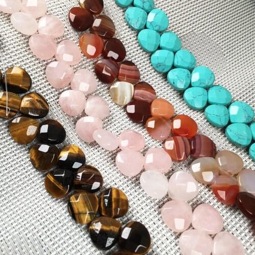 Faceted Beads Natural Stone Agates Turquoises Tiger Eye Bead Drop Shape Crystal Scattered beads For Jewelry Making DIY Bracelet