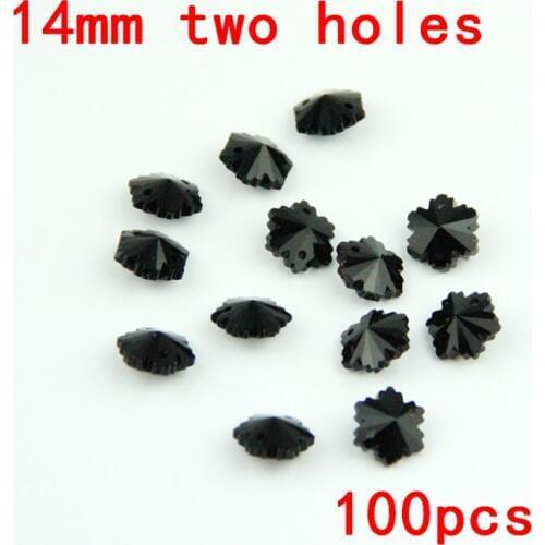 Hot!100pcs/lot Black 14mm Snowflake Chandelier Beads Crystal Chandelier Prism Drop 2 Holes Glass Beads For Lighting Decoration