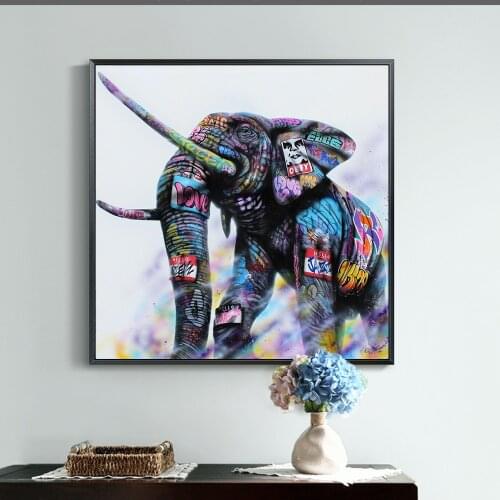 Graffiti Art of Elephant Canvas Art Posters And Prints Animals Street Art Pictures Wall Art Canvas Paintings For Kids Room Decor