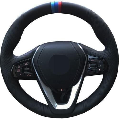 Car Steering Wheel Cover DIY Black PU Artificial Leather For BMW G20 G21 G30 G31 G32 X3 G01 X4 G02 X5 G05 X7 G07 Z4 G29