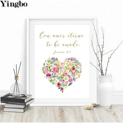 Spanish Bible Verse DIY Diamond Painting 5D Color Flower Love Art Full Square Embroidery Cross Stitch Diamond Rhinestone Mosaic