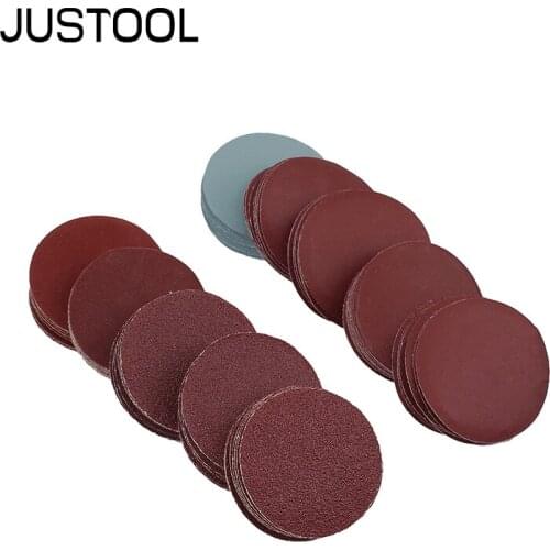 JUSTOOL 100PCS 2'' 50mm Round Sandpaper Disk Sand Sheets Grit 80 - 3000 Hook and Loop Sanding Disc Pads for Sander Grits