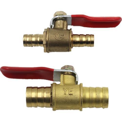 Red handle Valve 6/8/10/12mm Hose Barb Pagoda Brass Water Oil Air Gas Fuel Line Shutoff Ball Valve Pipe Fittings Fuel Shutoff