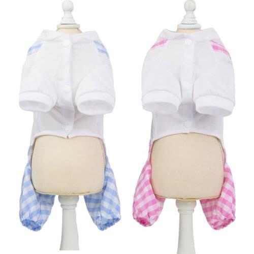 Pet Dog Four Legs Jumpsuit Fashion Dog Lattice Shirt Comfortable Puppy Jumpsuit Clothing Pets Indoor Outdooor Wear