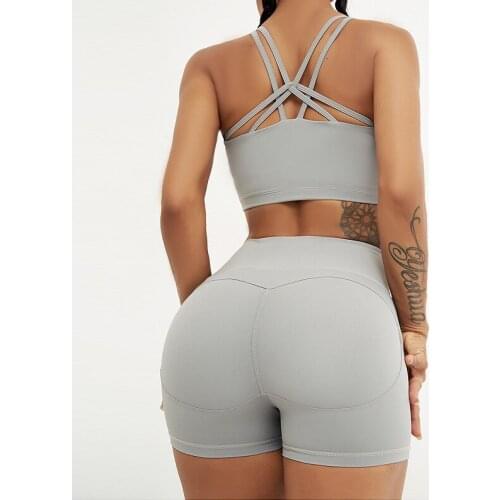Naked-Feel Yoga Set Yoga Shorts Set Women Fitness Suit For Yoga Clothes High Waist Gym Workout Sportswear Gym Sports Clothing