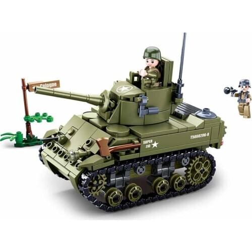 World War II Normandy Landing US Army M5 Stirling Tank Weapon Building Blocks Military Soldier Bricks Classic Model Kids Toys