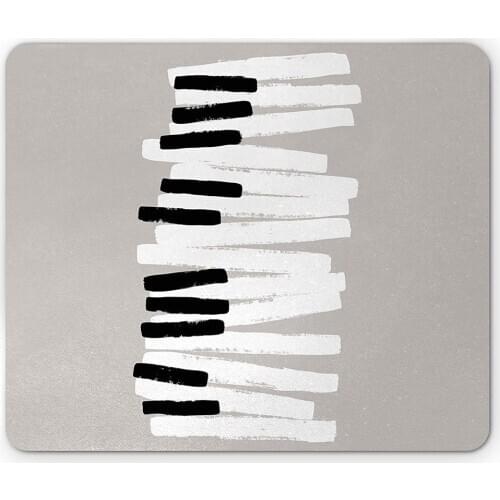 Piano Mouse pad, Doodle Style Keyboard Pattern Abstract Contemporary Design Classical Music, Standard Size Rectangle Pads