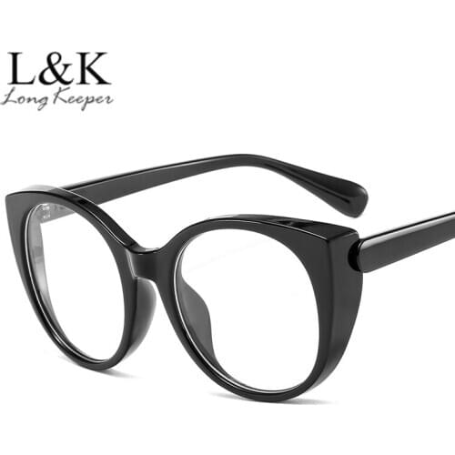 LongKeeper Vintage Cat Eye Glasses Frame Women Brand Optical Frames Fashion Clear Lens Spectacles Green Pink Eyeglasses Frame