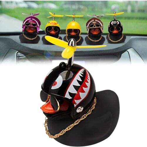 Little Black Duck Wearing Helmet Car Multipurpose Soft Car Ornaments Dashboard Decoration Interior Accessories