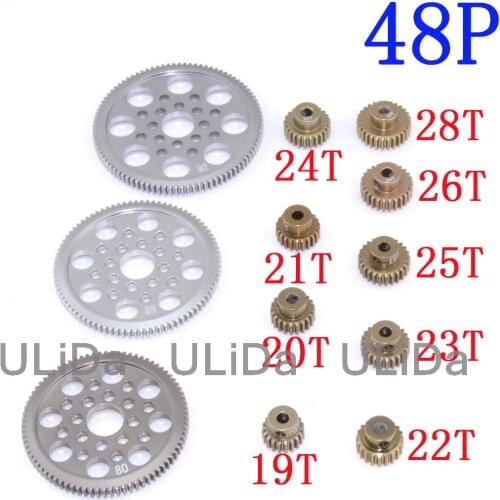 Metal 48P Spur Gear 92T 85T 80T Pinion 19T 20T 21T 22T 23T 24T 25T 26T -33T Motor Gears For Sakura R31 SCX10 AX10 Traxxas HPI