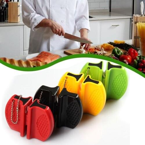 Mini Ceramic Tungsten Steel Camp Lightweight Portable Safe Convenient Non-slip Rubber Feet Pocket Kitchen Knife Sharpener Tool