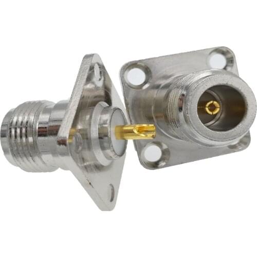 N Female With 4 Holes Flange 26mm Solder RF Connector