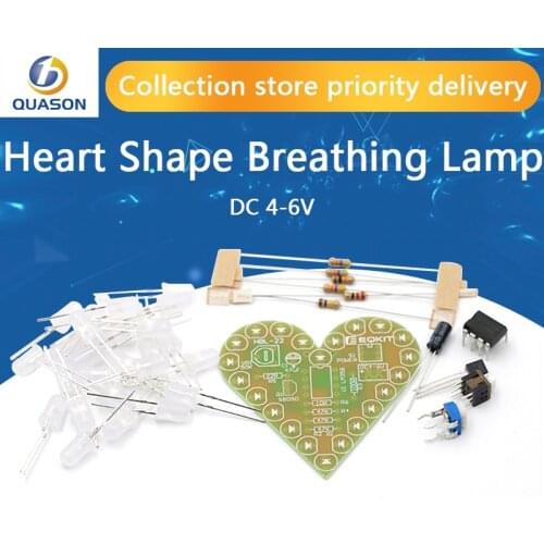 DIY Kit Heart Shape Breathing Lamp Kit DC 4V-6V Breathing LED Suite Red White Blue Green DIY Electronic Production for Learning