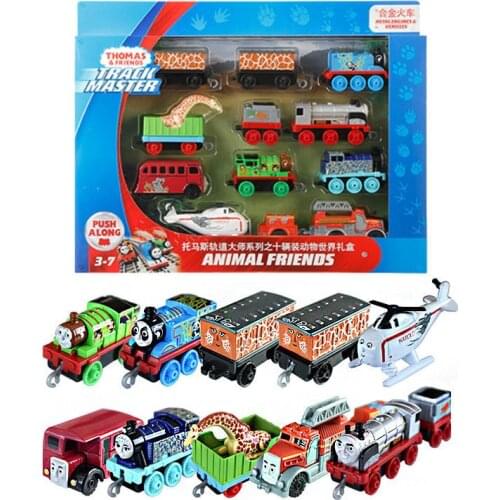 Thomas and Friends Track Master Animal Friends 10 Car Set Gift Box Small Metal Train Toys for Children Boy Birthday Gift GHW13