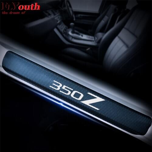 Car Door Sill Welcome Pedal Stickers Door Threshold Plate For Nissan 350Z Car Door Sill Protectors Car Styling 4Pcs Carbon Fiber
