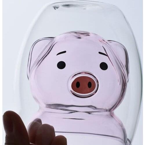 New Year (business) gift mugs of MOE lovely web celebrity pig pig small fart double anti hot glass