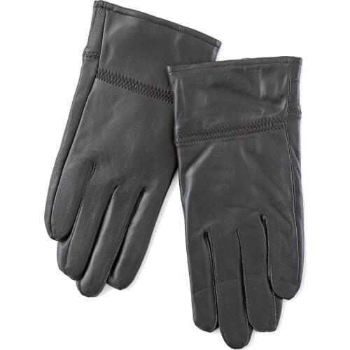 Men Genuine Sheepskin Leather Gloves Windproof Thermal Warm Glove Winter Warm Mittens