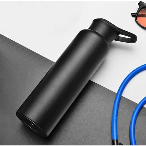 750ML Portable Outdoor Sport Stainless Steel Dual Layer Insulated Water Bottle Handle Lid Water Bottle for Mountaineering