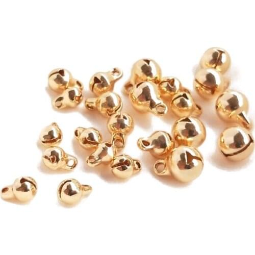 20PCS 14k Gold Plated Bell Pendant Bracelet for Jewelry Making Supplies Findings Components Copper Accessories