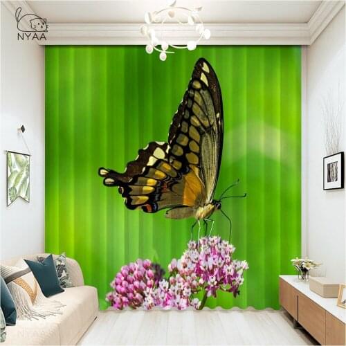 Pink Blue Butterfly Curtains For Bedroom Romantic Modern Europe Curtain Hooks Pastoral Blackout Bathroom Curtain Micro Shading