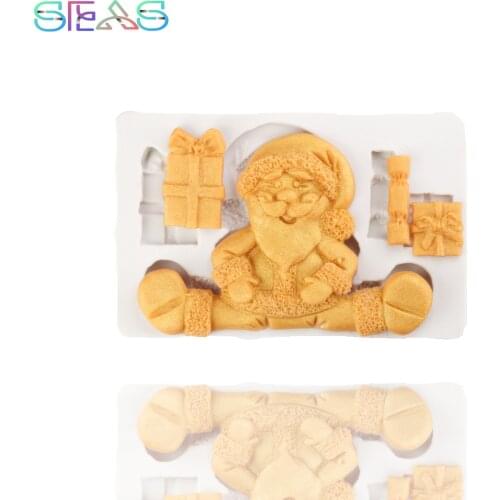 Santa Gift Silicone Mold DIY Party Cake Decorating Tools Fondant Cake Decorating Tools Festival Candy Clay Chocolate Gumpaste