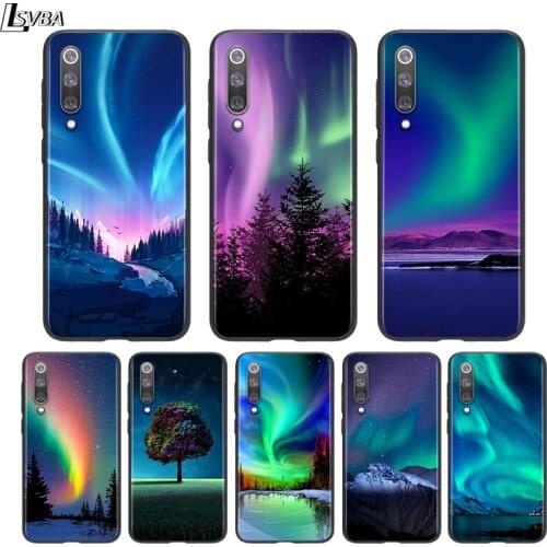 Silicone Black Cover Northern Lights Sky For Xiaomi Mi 11 10I 10T 10 9T 9SE 9 8 Note 10 Lite Pro 5G Ultra Phone Case